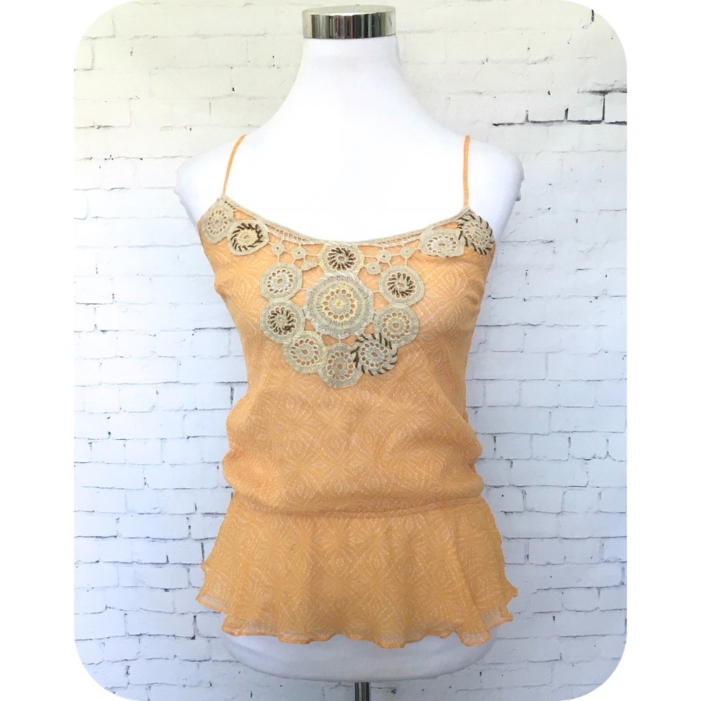 Free People Silk Peach Bohemian Top Size XS